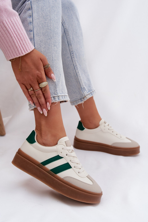 Sneakers model schoenen Dames met platform van ecoleer INit-groene kleur Elaraven