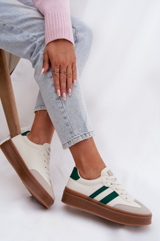 Sneakers model schoenen Dames met platform van ecoleer INit-groene kleur Elaraven