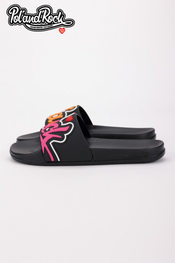 Slippers Pol'and'Rock Festival X Big Star SS174508 in zwarte kleur