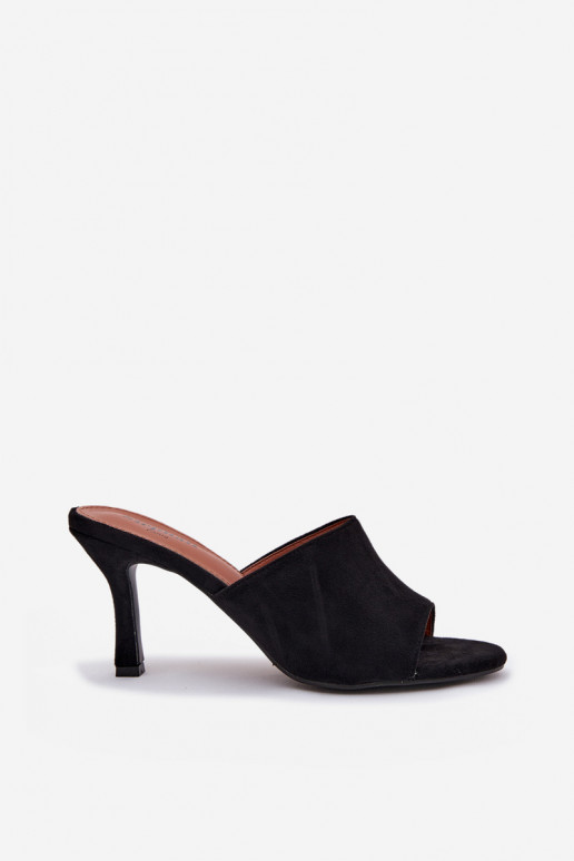 Damespantoffels met dunne hakkenvan eco-suèdeu zInart Isolia