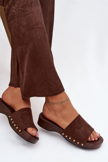 Damespantoffels Ze gouden kleurmi Studs CzekoladoIne Ferinna