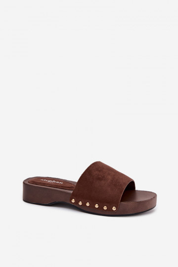 Damespantoffels Ze gouden kleurmi Studs CzekoladoIne Ferinna 2