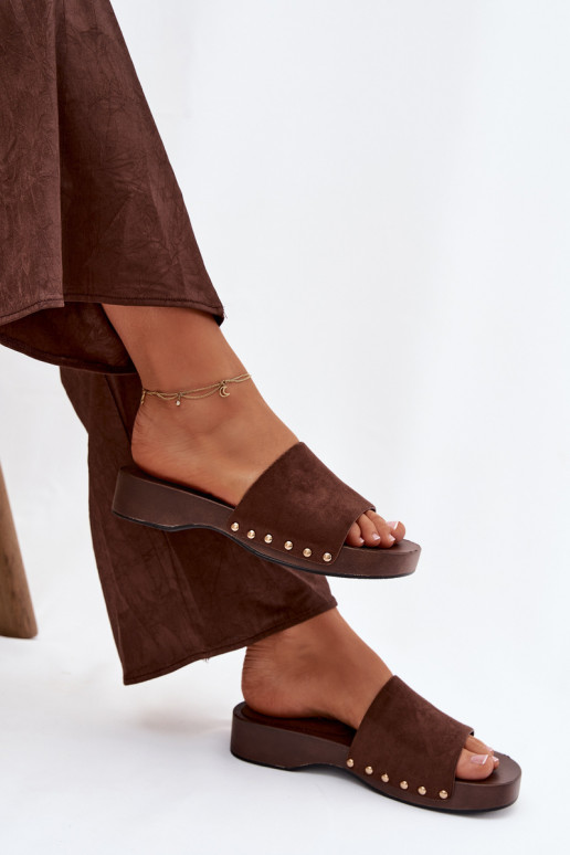 Damespantoffels Ze gouden kleurmi Studs CzekoladoIne Ferinna