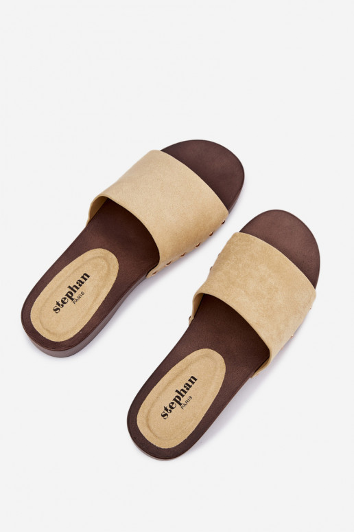 Damespantoffels Ze gouden kleurmi Studs geel Ferinna