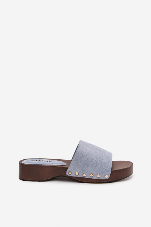 Damespantoffels Ze gouden kleurmi Studs blauIn Ferinna