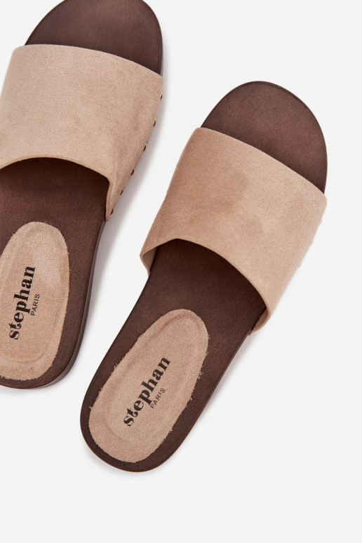 Damespantoffels Ze gouden kleurmi Studs beige Ferinna