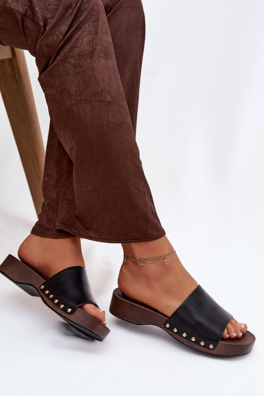 Damespantoffels Ze gouden kleurmi Studs zInart Terissa