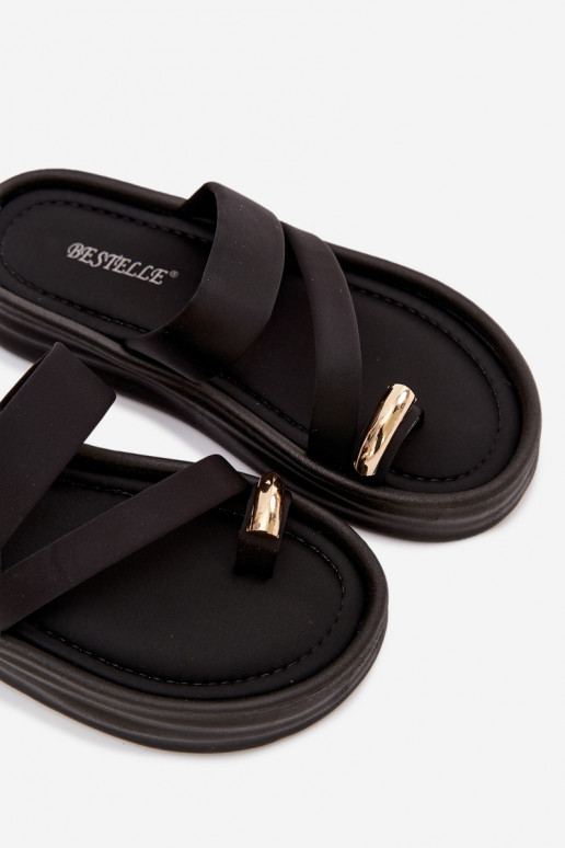 materiaal Damespantoffels Met Strepen I gouden kleurm Detalem zInart Farielle