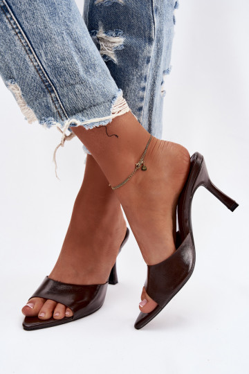 met lakeffect Damespantoffels met hakken CzekoladoIne Lirissa 2