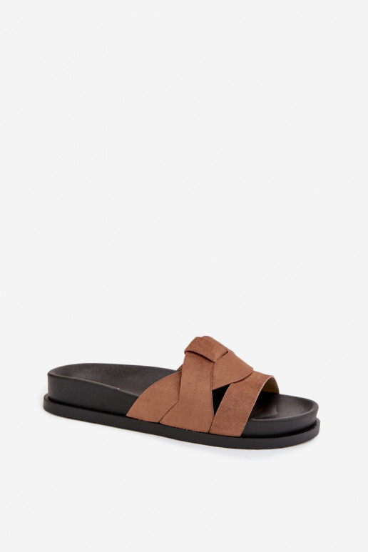 Damespantoffels van eco-suèdeoIne Met Strepen bruine kleur Het heeftrivessa