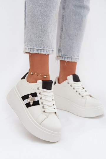 Dames witte sportieve schoenen met plateau Palvessa