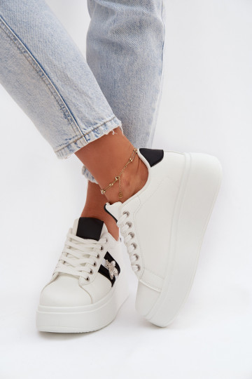 Dames witte sportieve schoenen met plateau Palvessa 2