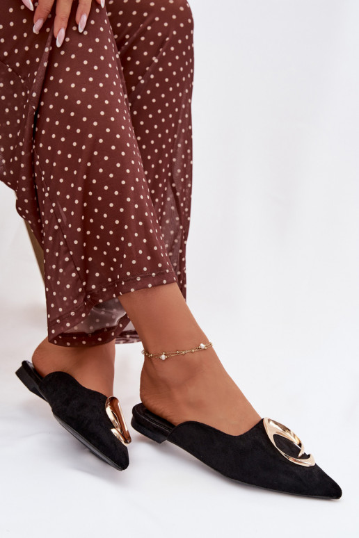 Damespantoffels Mule Met sierlijk gouden kleurm Detalem zInart Galvella