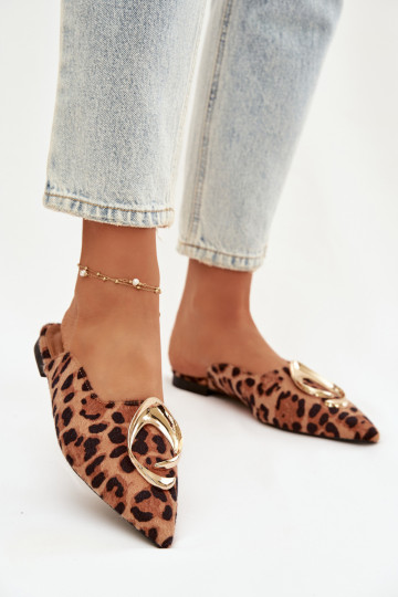 Dames "Mule" slippers met luxe gouden details en leopardenprint Galvella
