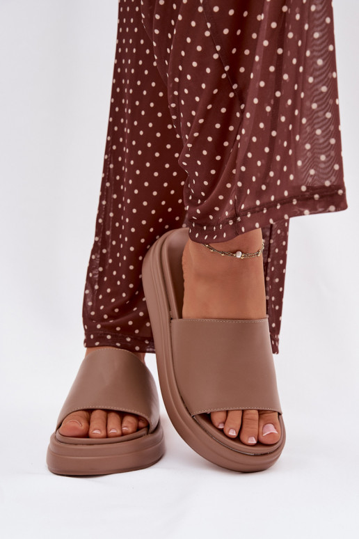 Damespantoffels met platform beige Tanelisse