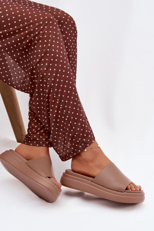 Damespantoffels met platform beige Tanelisse