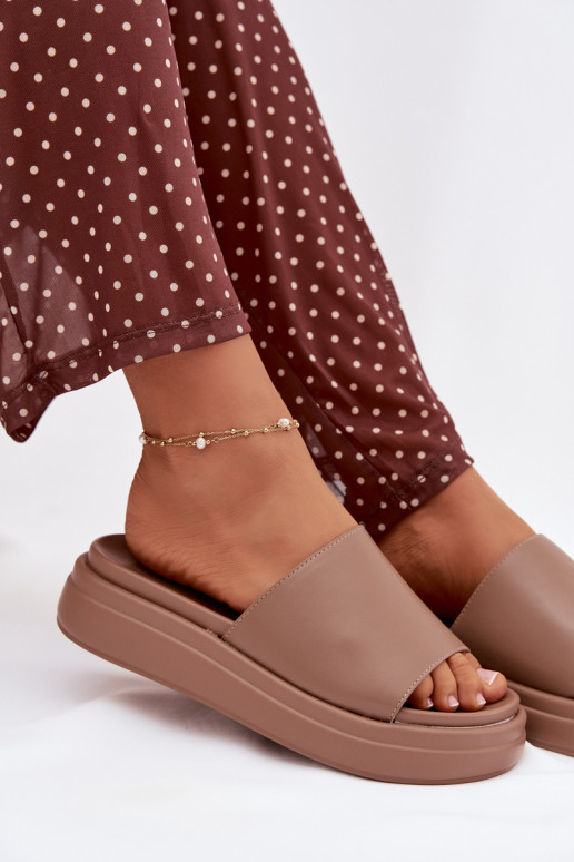 Damespantoffels met platform beige Tanelisse