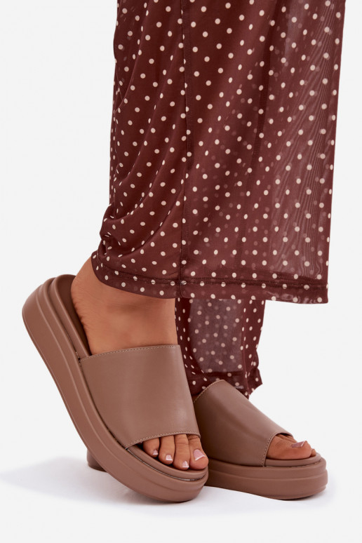 Damespantoffels met platform beige Tanelisse