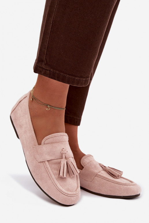 Mocassins Dames plat met kInastjes Lichtroze tint Het heeftrilisse