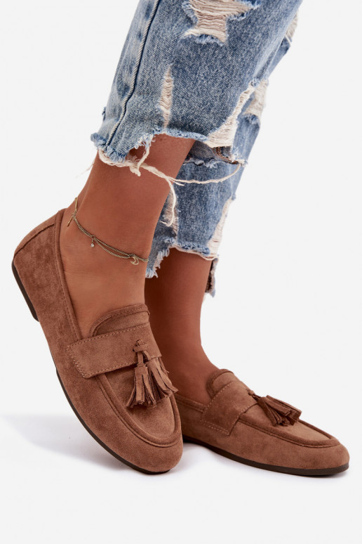 Mocassins Dames plat met kInastjes bruine kleur Het heeftrilisse