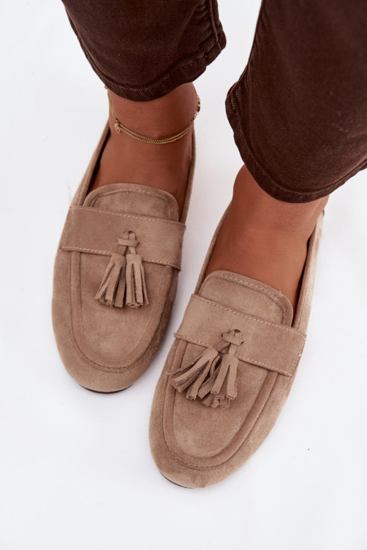 Mocassins Dames plat met kInastjes beige Het heeftrilisse