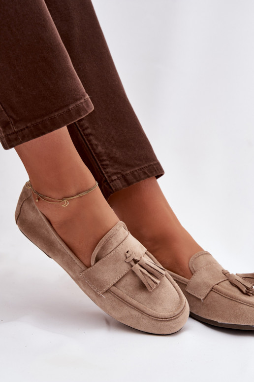 Mocassins Dames plat met kInastjes beige Het heeftrilisse