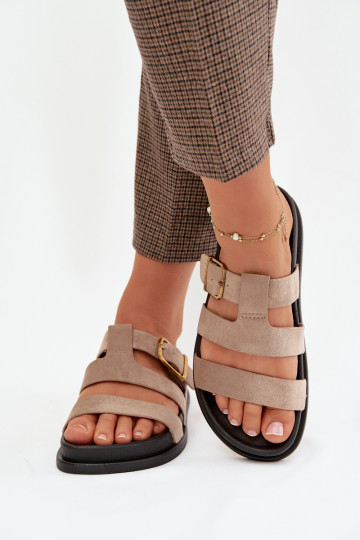 Damespantoffels Met Strepen I Złotą met gespen beige Ulirissa 2