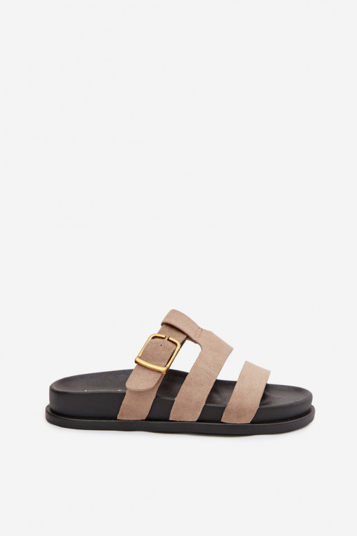 Damespantoffels Met Strepen I Złotą met gespen beige Ulirissa