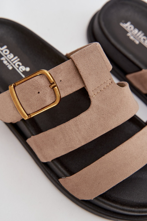 Damespantoffels Met Strepen I Złotą met gespen beige Ulirissa
