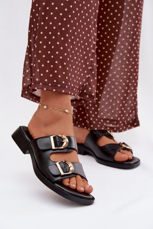 Damespantoffels Ze gouden kleurmi met gespenmi zInart Danelle