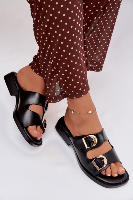 Damespantoffels Ze gouden kleurmi met gespenmi zInart Danelle