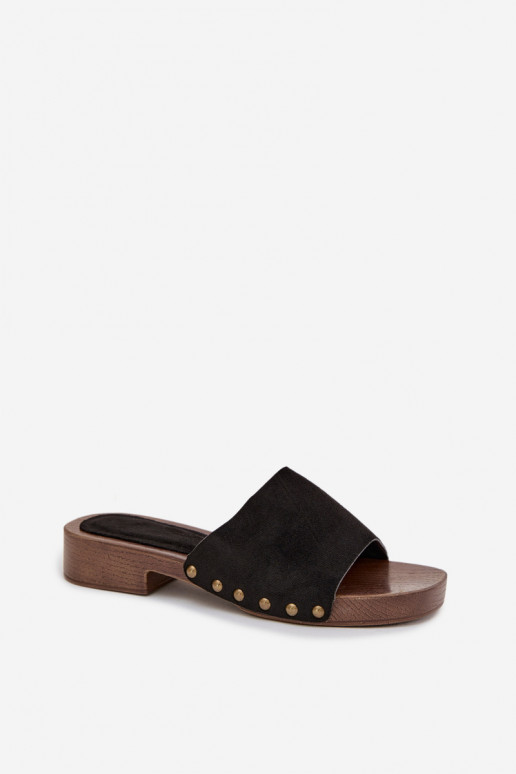 Damespantoffels met brede hakken Ze gouden kleurmi Studs zInart Girella