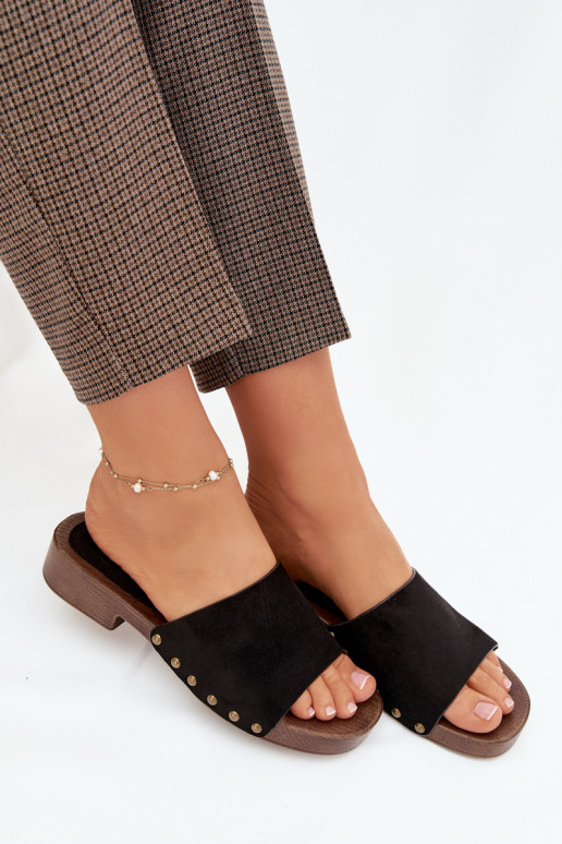 Damespantoffels met brede hakken Ze gouden kleurmi Studs zInart Girella