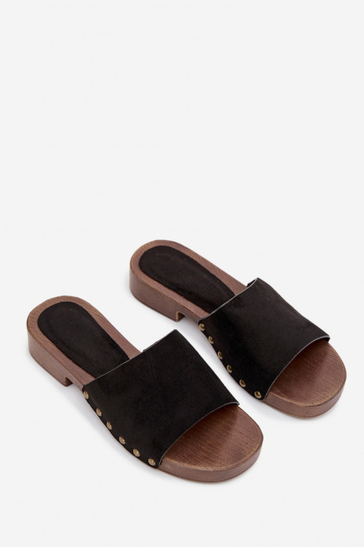 Damespantoffels met brede hakken Ze gouden kleurmi Studs zInart Girella