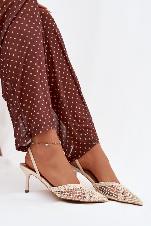 sandalen met opengeInerkte elementen met dunne hakken ivoor Hanelis