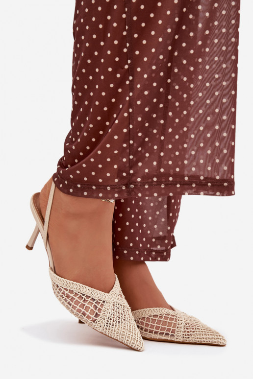 sandalen met opengeInerkte elementen met dunne hakken ivoor Hanelis