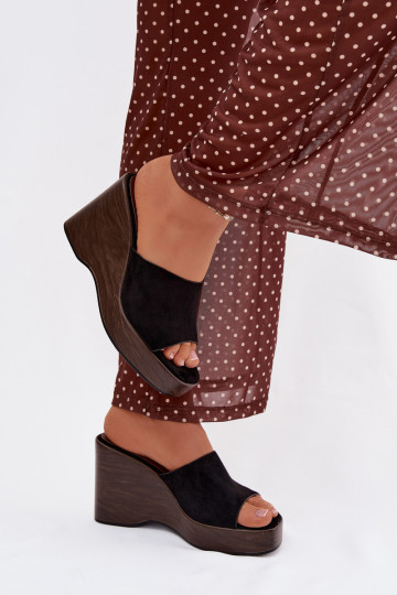 Zwarte damesplatformslippers „Ravelia"