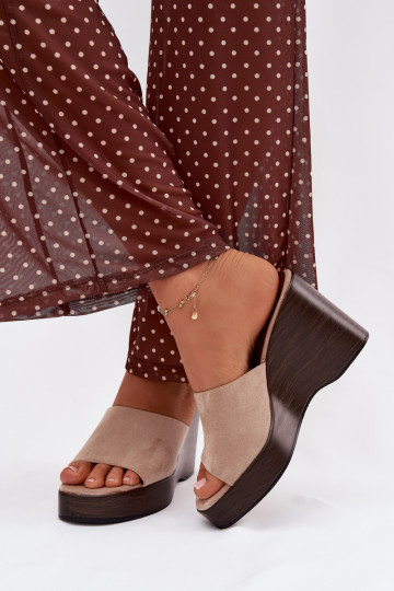 Zandkleurige damesplatformslippers „Ravelia" 2