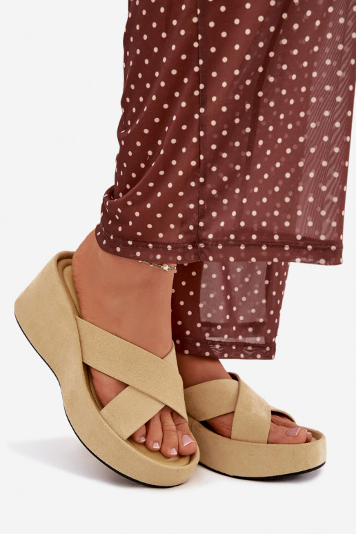 Damespantoffels Op de INigvan eco-suèdeu geel Calorine