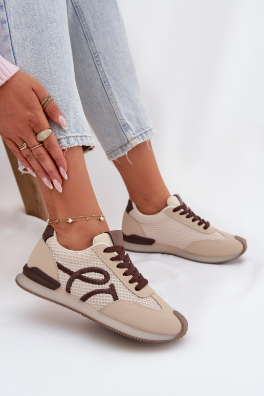 Sneakers model schoenen sportschoenen Dames beige-bruine kleur Tarlisse