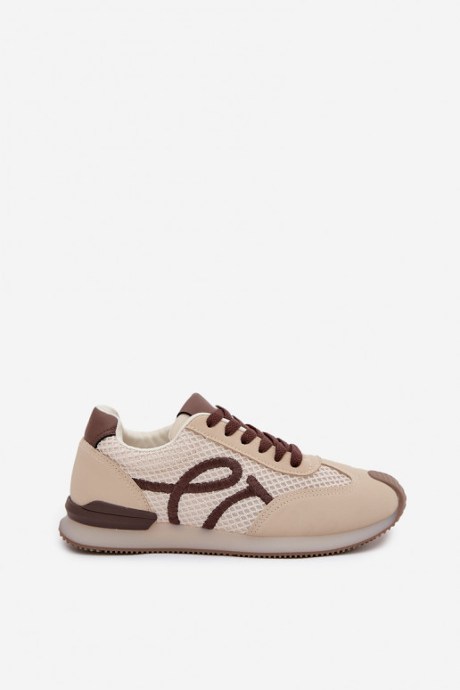 Sneakers model schoenen sportschoenen Dames beige-bruine kleur Tarlisse