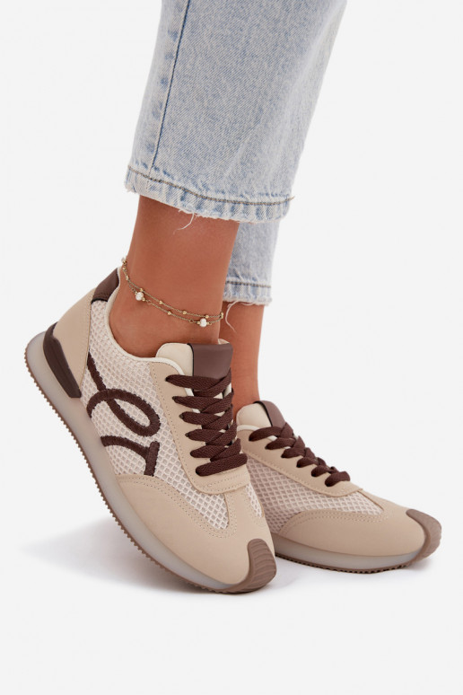 Sneakers model schoenen sportschoenen Dames beige-bruine kleur Tarlisse