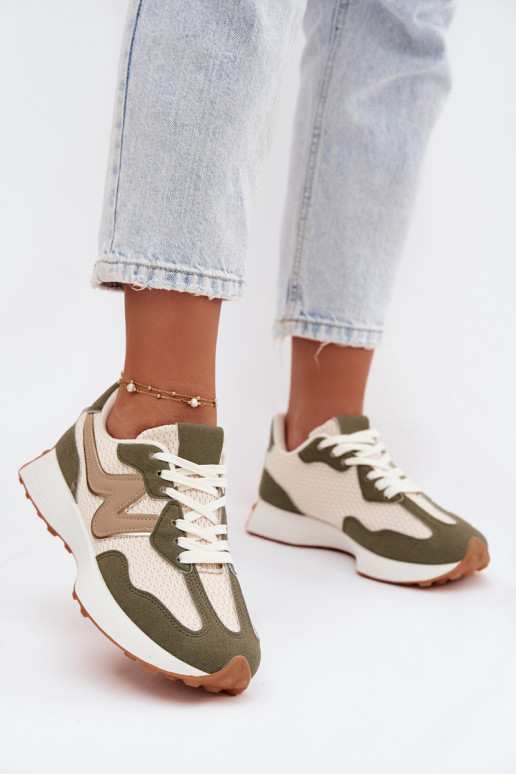sportschoenen Dames met platform groene kleur Janelora