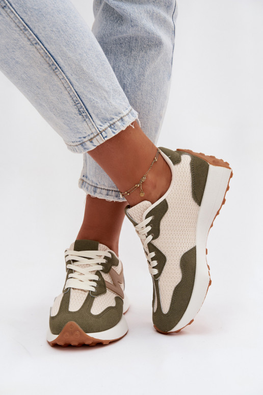 sportschoenen Dames met platform groene kleur Janelora