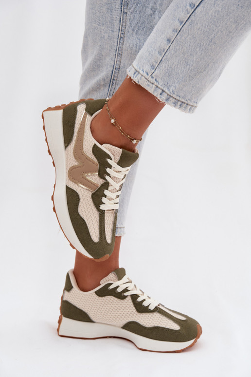 sportschoenen Dames met platform groene kleur Janelora