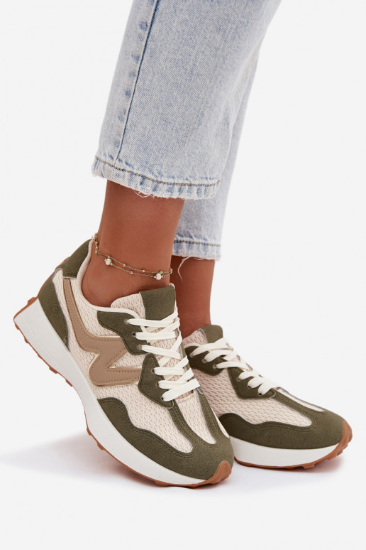 sportschoenen Dames met platform groene kleur Janelora
