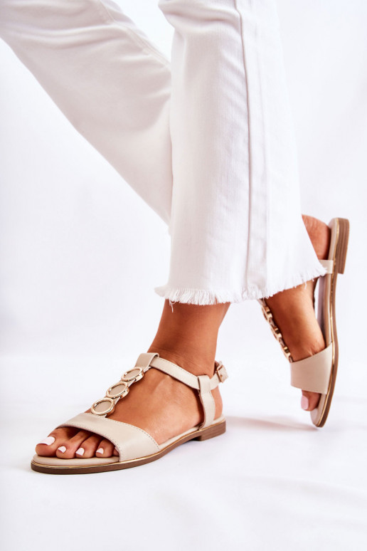 Dames Het klassieke model sandalen met versierde hakken beige Terina