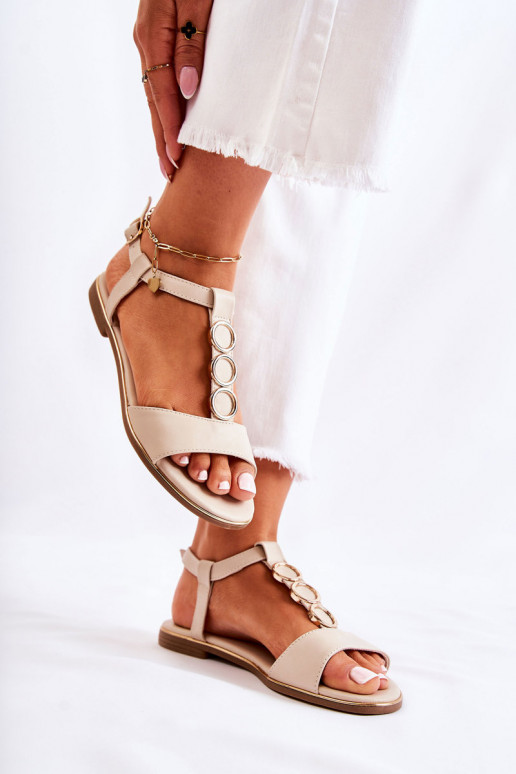 Dames Het klassieke model sandalen met versierde hakken beige Terina