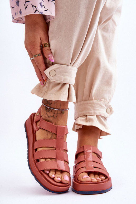 Dames veganistisch sandalen met zelfklevende bevestigingsmiddelen ZAXY JJ285016 roze