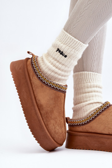 Slippers Op dikke zoolvan eco-suèdeu bruine kleur Sylva 2